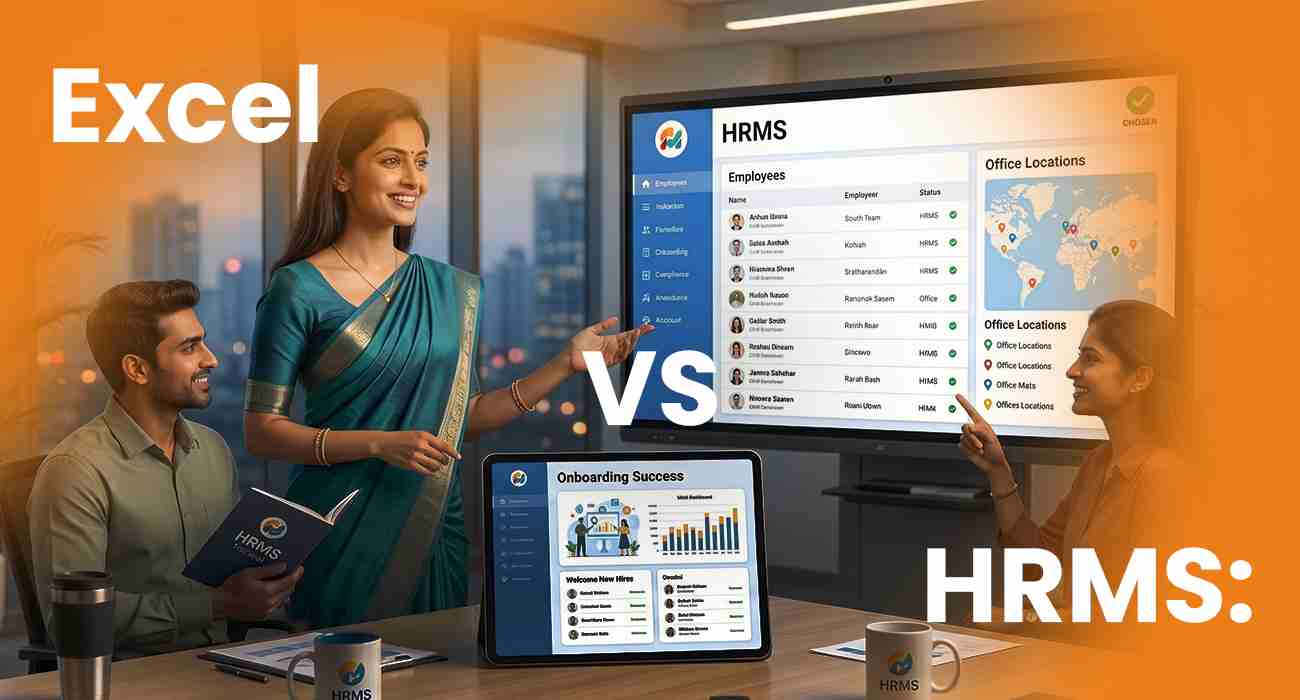 Excel vs HRMS comparison for HR software in Noida — attendance, payroll and leave management